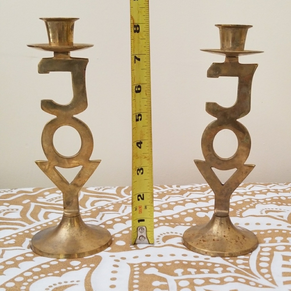 Christmas "joy" candlestick set
